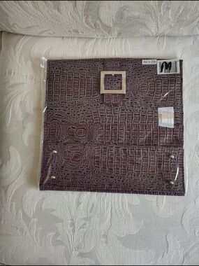 MICHI Croc-Embossed Plum Shell with Square Buckle